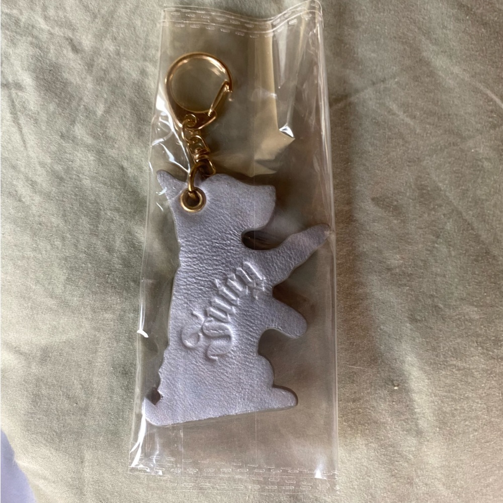 Silver Leather Juicy Couture Scottie Dog Keychain Bag Charm